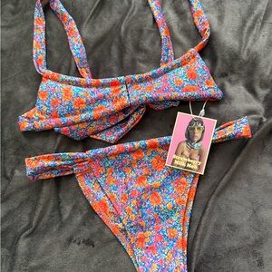 Strawberry Milk Mob Vibrant Floral Bikini